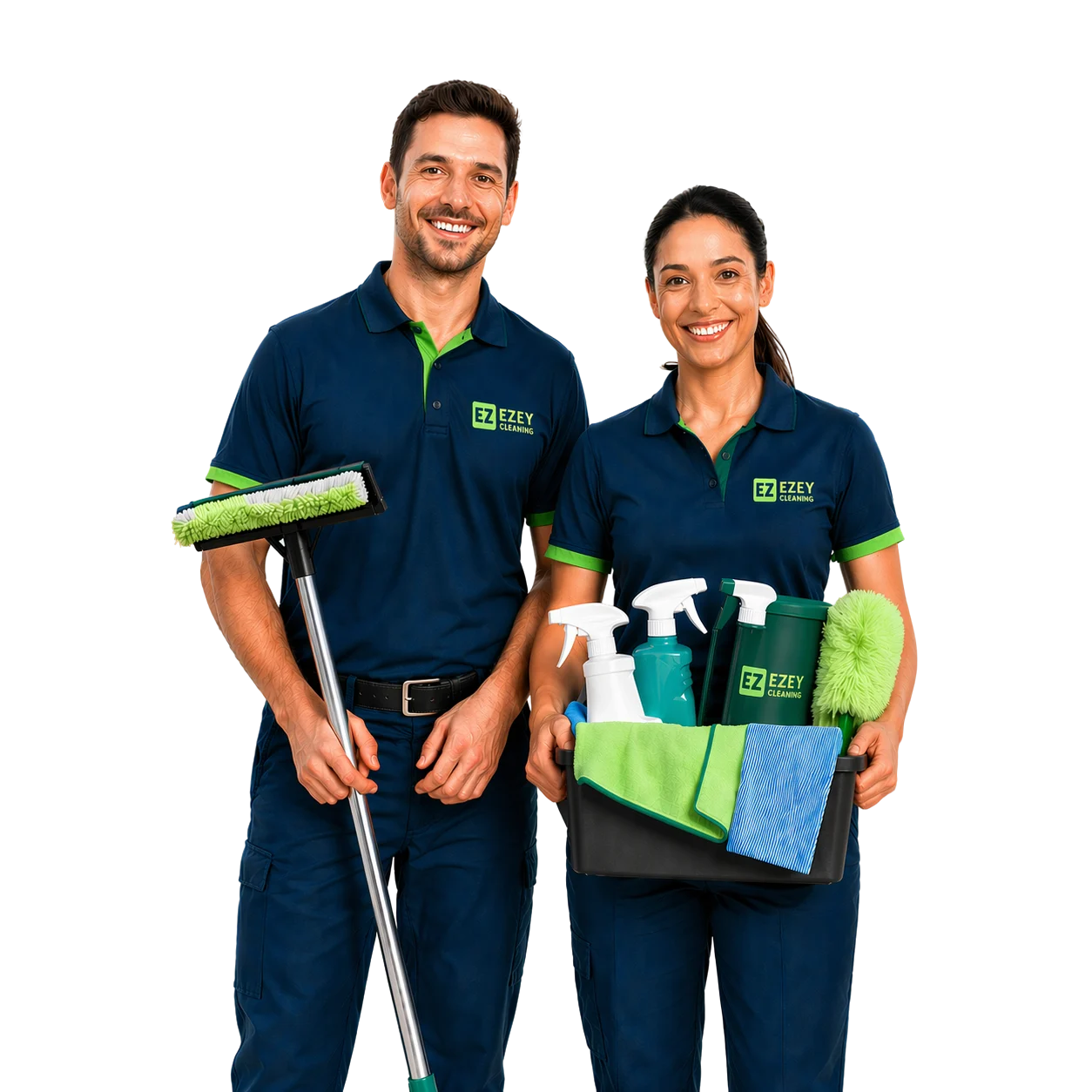 Two EZEY cleaners ready to help care for your home